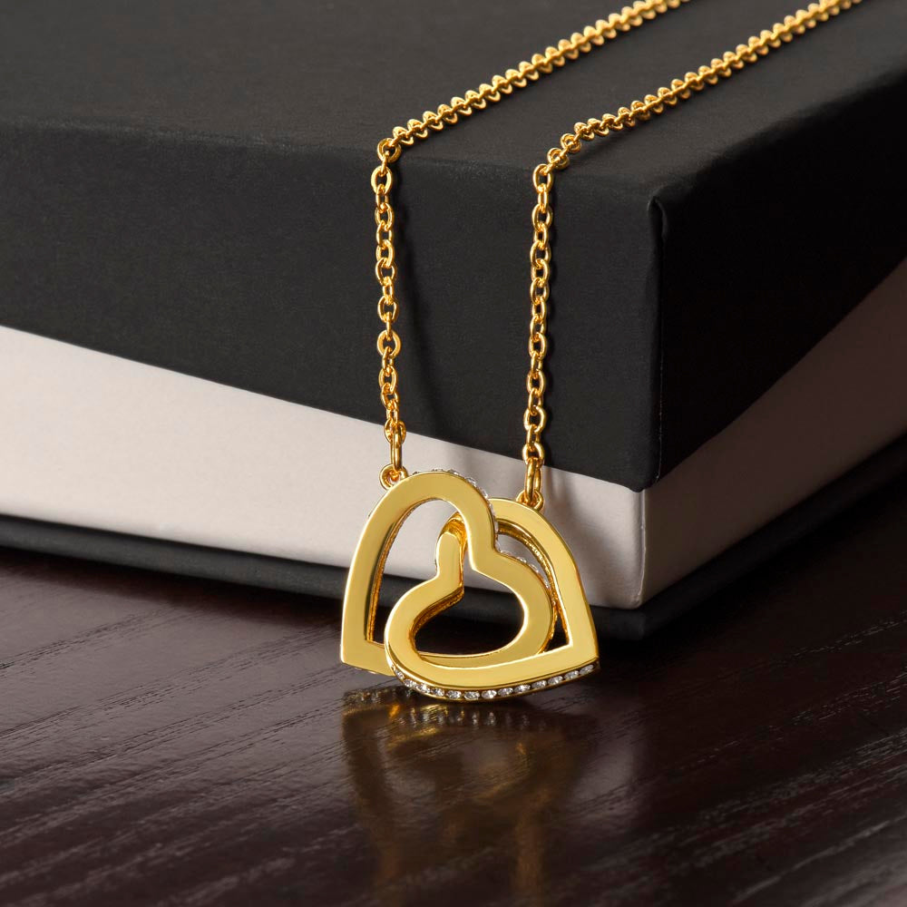 To My Daughter Interlocking Hearts Necklace Gift from dad or mom