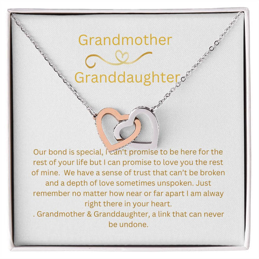 Personalized Grandmother Granddaughter Necklace Two Hearts Connected for Grandmother and Granddaughter