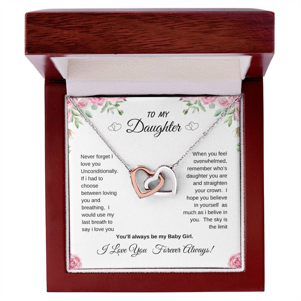 To My Daughter Interlocking Hearts Necklace Gift from dad or mom