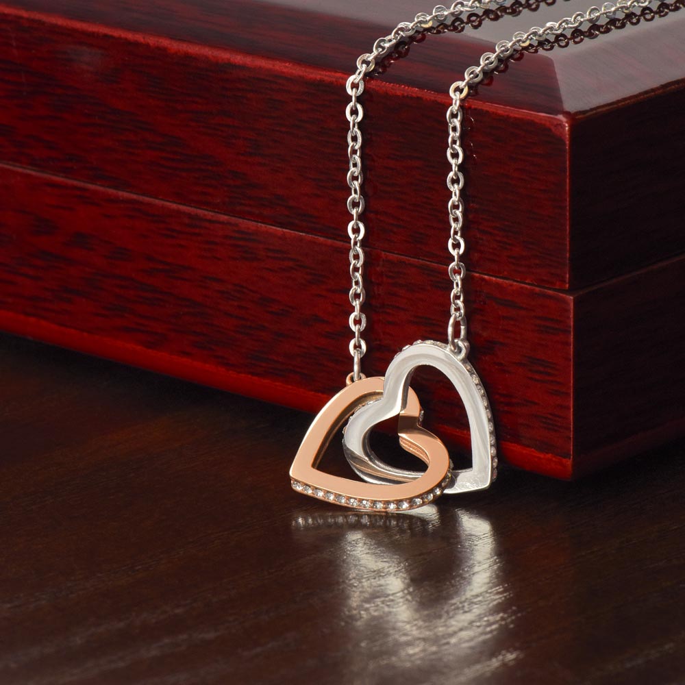 To My Daughter Interlocking Hearts Necklace Gift from dad or mom